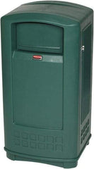 Rubbermaid - 35 Gal Green Rectangle Decorative Waste Receptacle With Top - 1,044mm High x 543.56mm Long x 515.62mm Wide - Exact Industrial Supply