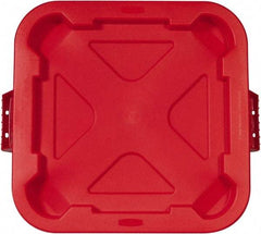 Rubbermaid - Square Lid for Use with 28 Gal Square Trash Cans - Red, Polyethylene, For Brute Trash Cans - Exact Industrial Supply