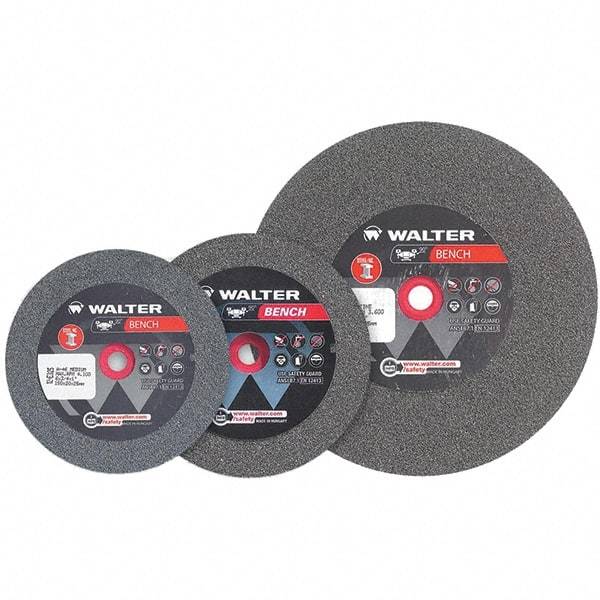 WALTER Surface Technologies - 24 Grit Aluminum Oxide Bench & Pedestal Grinding Wheel - 8" Diam x 1" Hole x 7/8" Thick, 3600 Max RPM, Coarse Grade, Vitrified Bond - Exact Industrial Supply