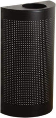 Rubbermaid - 12 Gal Black Half-Round Decorative Waste Receptacle With Top - Steel, 32" High x 18" Wide - Exact Industrial Supply