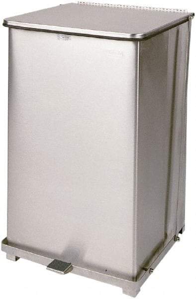 Rubbermaid - 40 Gal Square Unlabeled Trash Can - 30" High x 19" Long x 19" Wide, Stainless Steel, Steel - Exact Industrial Supply