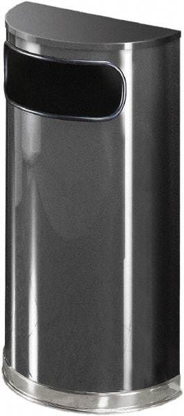 Rubbermaid - 9 Gal Gray Half-Round Decorative Waste Receptacle With Top - Steel, 813mm High x 457.2mm Wide - Exact Industrial Supply