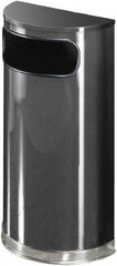 Rubbermaid - 9 Gal Gray Half-Round Decorative Waste Receptacle With Top - Steel, 813mm High x 457.2mm Wide - Exact Industrial Supply