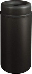 Rubbermaid - 15 Gal Black Round Decorative Waste Receptacle With Top - Steel, 30" High - Exact Industrial Supply