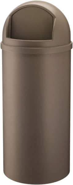 Rubbermaid - 15 Gal Brown Round Decorative Waste Receptacle With Top - 927mm High - Exact Industrial Supply