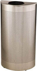 Rubbermaid - 12 Gal Silver Half-Round Decorative Waste Receptacle With Top - Stainless Steel, 32" High x 18" Wide - Exact Industrial Supply