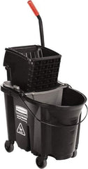 Rubbermaid - 35 Qt Plastic Steel Bucket & Wringer - 510.54mm Long x 927.1mm High x 398.78mm Wide, Black - Exact Industrial Supply