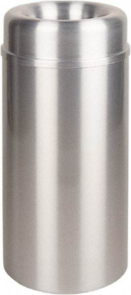 Rubbermaid - 15 Gal Aluminum Round Decorative Waste Receptacle With Top - Steel, 30" High - Exact Industrial Supply