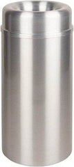 Rubbermaid - 15 Gal Aluminum Round Decorative Waste Receptacle With Top - Steel, 30" High - Exact Industrial Supply