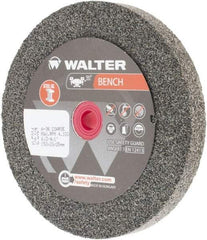WALTER Surface Technologies - 36 Grit Aluminum Oxide Bench & Pedestal Grinding Wheel - 6" Diam x 1" Hole x 3/4" Thick, 4100 Max RPM, Coarse Grade, Vitrified Bond - Exact Industrial Supply