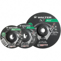 WALTER Surface Technologies - 24 Grit, 9" Wheel Diam, 1/8" Wheel Thickness, Type 27 Depressed Center Wheel - Aluminum Oxide, Resinoid Bond, 6,600 Max RPM - Exact Industrial Supply