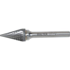 WALTER Surface Technologies - 1/4" Cut Diam, 1/4" Shank Diam, Cone Head Double Cut Burr - Carbide, 1/2" LOC - Exact Industrial Supply