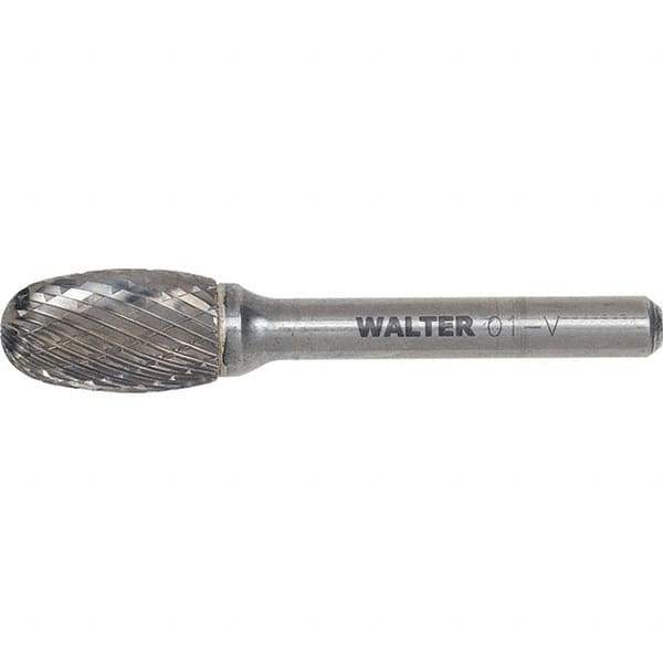 WALTER Surface Technologies - 1/2" Cut Diam, 1/4" Shank Diam, Egg Head Double Cut Burr - Carbide, 7/8" LOC - Exact Industrial Supply