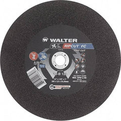 WALTER Surface Technologies - 12" 24 Grit Aluminum Oxide Cutoff Wheel - 1/8" Thick, 1" Arbor, 5,100 Max RPM, Use with Stationary Tools - Exact Industrial Supply