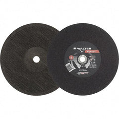 WALTER Surface Technologies - 14" 24 Grit Aluminum Oxide Cutoff Wheel - 5/32" Thick, 1" Arbor, 5,400 Max RPM, Use with Electric & Gas Powered Saws - Exact Industrial Supply