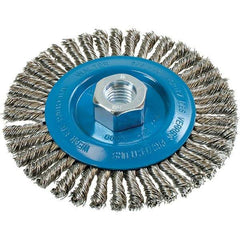 WALTER Surface Technologies - 5" OD, 5/8-11 Arbor Hole, Stringer Bead Stainless Steel Wheel Brush - 1/4" Face Width, 0.02" Filament Diam, 15,000 RPM - Exact Industrial Supply