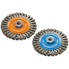 WALTER Surface Technologies - 6" OD, 5/8-11 Arbor Hole, Knotted Stainless Steel Wheel Brush - 3/8" Face Width, 0.02" Filament Diam, 10,000 RPM - Exact Industrial Supply