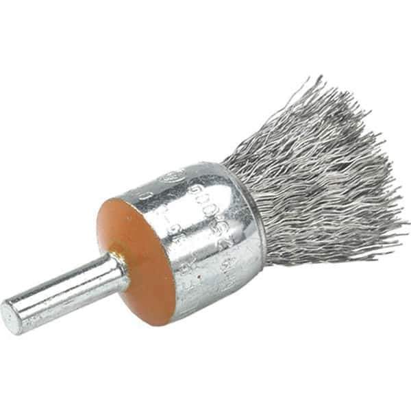 WALTER Surface Technologies - 3/4" Brush Diam, Crimped, End Brush - 1/4" Diam Shank, 25,000 Max RPM - Exact Industrial Supply