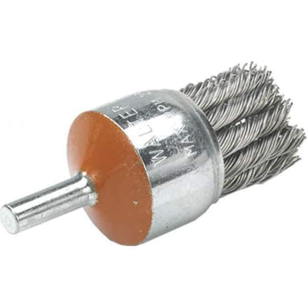 WALTER Surface Technologies - 1-1/8" Brush Diam, Knotted, End Brush - 1/4" Diam Shank, 25,000 Max RPM - Exact Industrial Supply