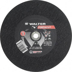 WALTER Surface Technologies - 12" 24 Grit Aluminum Oxide Cutoff Wheel - 1/8" Thick, 20mm Arbor, 6,300 Max RPM, Use with Electric & Gas Powered Saws - Exact Industrial Supply