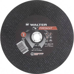 WALTER Surface Technologies - 12" 24 Grit Aluminum Oxide Cutoff Wheel - 1/8" Thick, 1" Arbor, 6,300 Max RPM, Use with Electric & Gas Powered Saws - Exact Industrial Supply
