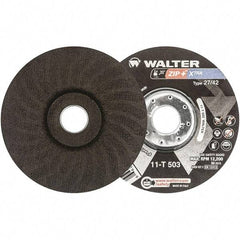 WALTER Surface Technologies - 46 Grit, 5" Wheel Diam, 1/16" Wheel Thickness, 7/8" Arbor Hole, Type 27 Depressed Center Wheel - Aluminum Oxide, Resinoid Bond, 12,200 Max RPM - Exact Industrial Supply