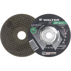 WALTER Surface Technologies - 60 Grit, 6" Wheel Diam, 3/64" Wheel Thickness, 7/8" Arbor Hole, Type 27 Depressed Center Wheel - Aluminum Oxide, Resinoid Bond, 10,200 Max RPM - Exact Industrial Supply