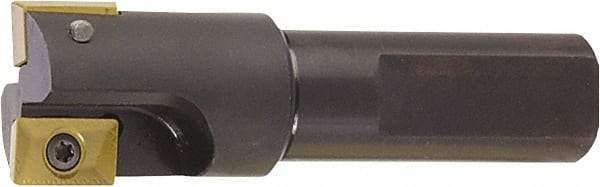 Kyocera - 7/16" Cut Diam, 0.37" Max Depth of Cut, 1/2" Shank Diam, 2.78" OAL, Indexable Square Shoulder End Mill - XPMT 0902 Inserts, Flatted Shank, 90° Lead Angle - Exact Industrial Supply