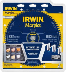 Irwin Blades - 12" Diam, 1" Arbor Hole Diam, 80 Tooth Wet & Dry Cut Saw Blade - Carbide-Tipped, Finishing Action, Standard Round Arbor - Exact Industrial Supply