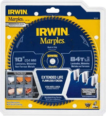 Irwin Blades - 10" Diam, 5/8" Arbor Hole Diam, 84 Tooth Wet & Dry Cut Saw Blade - Carbide-Tipped, Finishing Action, Standard Round Arbor - Exact Industrial Supply