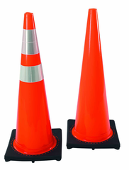 28" PVC Traffic Cone wit 6" & 4" rfl. Collars - Exact Industrial Supply