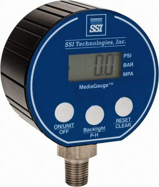 SSI Technologies - 3" Dial, 1/4 Thread, 0-1,000 Scale Range, Pressure Gauge - Lower Connection Mount, Accurate to 0.0025% of Scale - Exact Industrial Supply