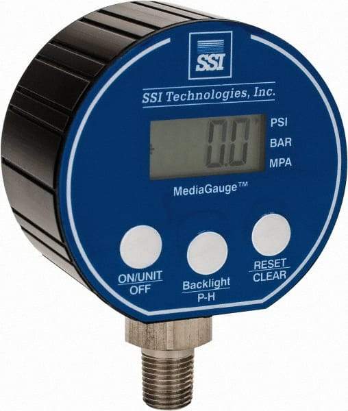 SSI Technologies - 3" Dial, 1/4 Thread, 0-5 Scale Range, Pressure Gauge - Lower Connection Mount, Accurate to 0.0025% of Scale - Exact Industrial Supply