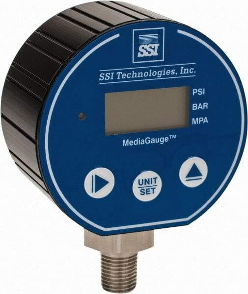 SSI Technologies - 3" Dial, 1/4 Thread, 0-5,000 Scale Range, Pressure Gauge - Lower Connection Mount, Accurate to 0.0025% of Scale - Exact Industrial Supply
