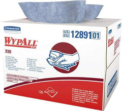 WypAll - X90 Dry Shop Towel/Industrial Wipes - Brag Box/Double Top Box, 16-3/4" x 11" Sheet Size, Blue - Exact Industrial Supply