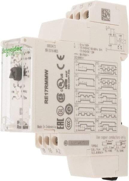 Schneider Electric - 100 hr Delay, Multiple Range SPDT Time Delay Relay - 8 Contact Amp, 12 to 240 VAC/VDC, Selector Switch - Exact Industrial Supply