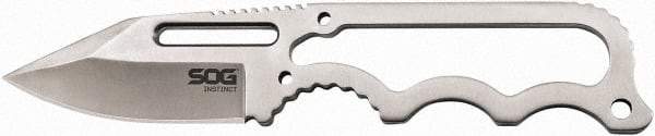 SOG Specialty Knives - 2-19/64" Long Blade, 5Cr15MoV Stainless Steel, Fine Edge, Fixed Blade Knife - 5.9" OAL, Stainless Steel Handle, Includes Hard Molded Nylon Sheath - Exact Industrial Supply