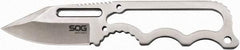 SOG Specialty Knives - 2-19/64" Long Blade, 5Cr15MoV Stainless Steel, Fine Edge, Fixed Blade Knife - 5.9" OAL, Stainless Steel Handle, Includes Hard Molded Nylon Sheath - Exact Industrial Supply