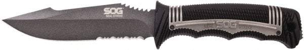 SOG Specialty Knives - 4-29/32" Long Blade, AUS-8 Stainless Steel, Partially Serrated, Fixed Blade Knife - 9.6" OAL, Includes Hard Molded Nylon Sheath - Exact Industrial Supply