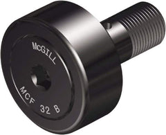 McGill - 80mm Roller Diam x 35mm Width, 30mm Stud Diam x 63mm Length, Crowned Sealed Stud Cam Follower with Hex - Steel, 32mm Thread Length, M30x1.5 Thread, 100mm OAL, 14,420 Lb Dynamic Cap, 22,999 Lb Static Cap - Exact Industrial Supply