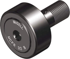 McGill - 85mm Roller Diam x 35mm Width, 30mm Stud Diam x 63mm Length, Crowned Sealed Stud Cam Follower with Hex - Steel, 32mm Thread Length, M30x1.5 Thread, 100mm OAL, 10,495 Lb Dynamic Cap, 19,694 Lb Static Cap - Exact Industrial Supply