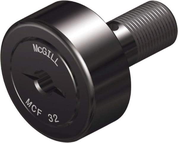 McGill - 30mm Roller Diam x 14mm Width, 12mm Stud Diam x 25mm Length, Crowned Sealed Stud Cam Follower - Steel, 14mm Thread Length, M12x1.5 Thread, 40mm OAL, 2,491 Lb Dynamic Cap, 3,440 Lb Static Cap - Exact Industrial Supply