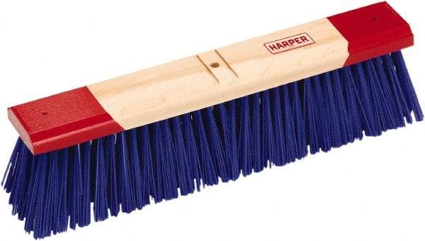 Harper Brush - 24" Rough Surface Synthetic Push Broom - 4-1/8" Bristle Length, Wood Block, Bolt-On Handle Connection, Handle Sold Separately - Exact Industrial Supply