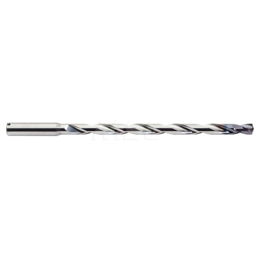 Extra Length Drill Bit: 0.315″ Dia, 142 °, Solid Carbide TiN Finish, 4.7″ Flute Length, Spiral Flute, Straight-Cylindrical Shank, Series 2XDCE