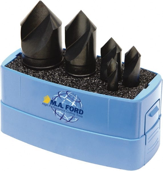 M.A. Ford - 5 Piece, 1/4 to 1" Head Diam, 120° Included Angle, Single End Countersink Set - Exact Industrial Supply