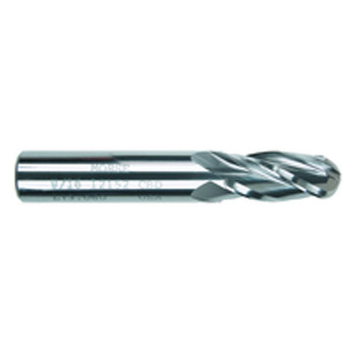 3/16″ Dia. × 3/16″ Shank × 5/8″ DOC × 2″ OAL, Carbide 4 Flute, 30° Helix, Ballnose End Mill Series/List #5942 - Exact Industrial Supply