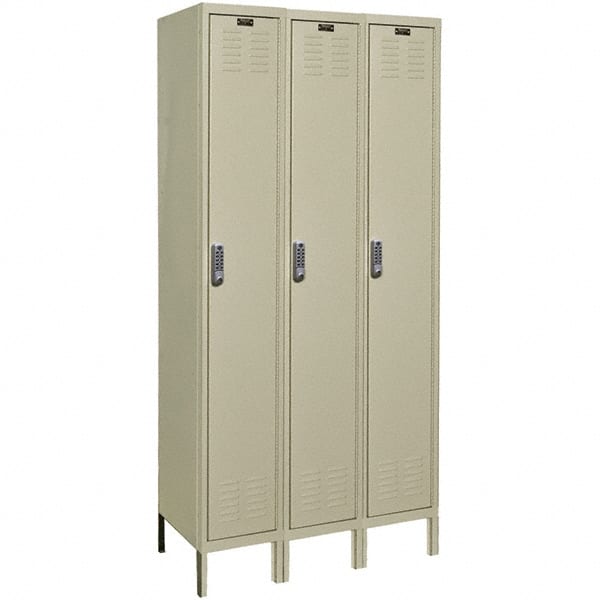 Hallowell - 3 Door, 1 Tier, Electronic Access Lockers - Exact Industrial Supply