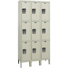 Hallowell - 9 Door, 3 Tier, Premium Wardrobe Lockers - Exact Industrial Supply