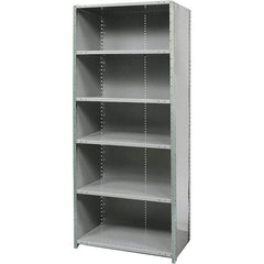 Hallowell - 6 Shelf, 800 Lb. Capacity, Free Standing Closed Shelving - 36 Inch Wide x 12 Inch Deep x 87 Inch High, Gray - Exact Industrial Supply