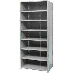 Hallowell - 8 Shelf, 500 Lb. Capacity, Free Standing Closed Shelving - 36 Inch Wide x 18 Inch Deep x 87 Inch High, Gray - Exact Industrial Supply